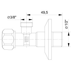 Rohový ventil, 1/2" - 3/8", bez filtra