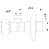 Rohový ventil 1/2" - 3/8", bez filtra, balenie 10ks