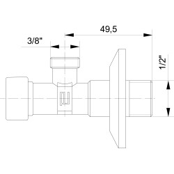 Rohový ventil, 1/2" - 3/8", s filtrom