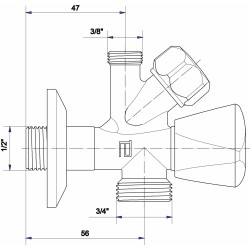 Ventil kombinovaný 1/2"-3/8"-3/4", balenie 10 kusov